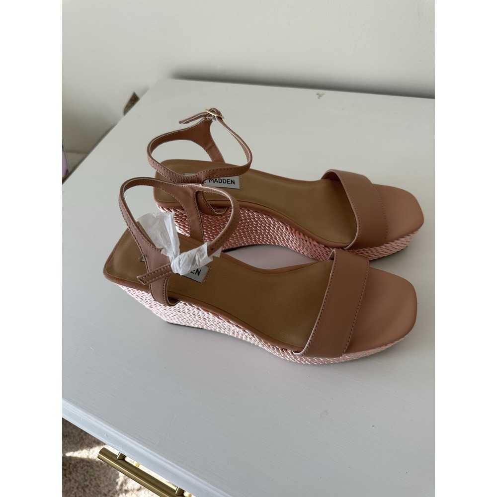 Steve Madden Wedge Sandal Pink And Tan Size 9 - Picture 6 of 8